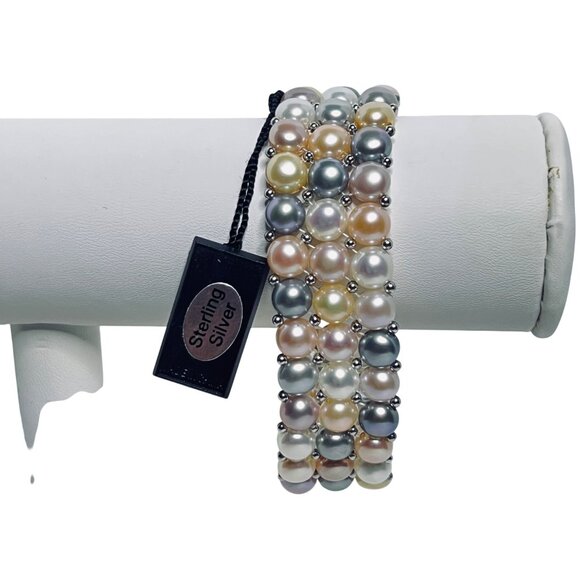 Honora Sterling Silver And Freshwater Pearls Stretch Bracelet (5953) - Picture 2 of 4